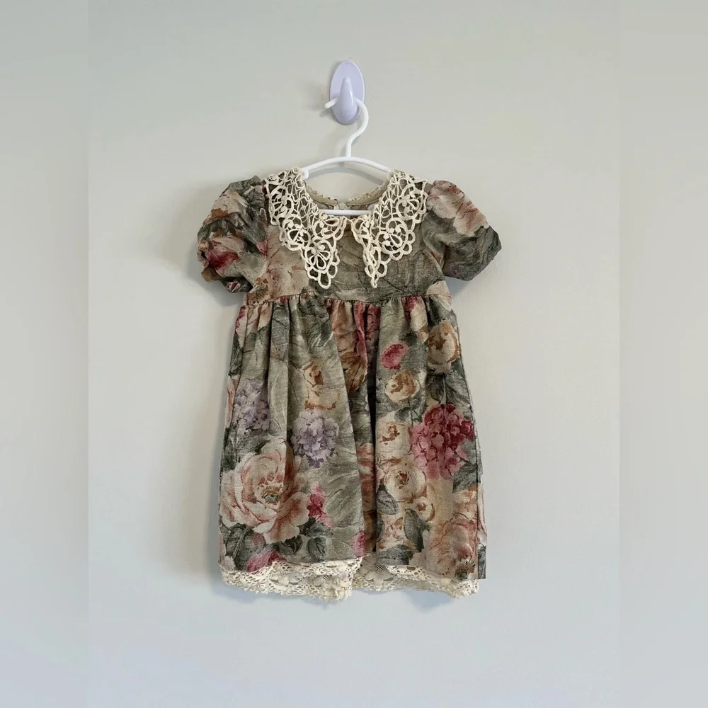 Vintage Good Lad linen blend floral dress with lace collar 🖤 - Picture 9 of 10